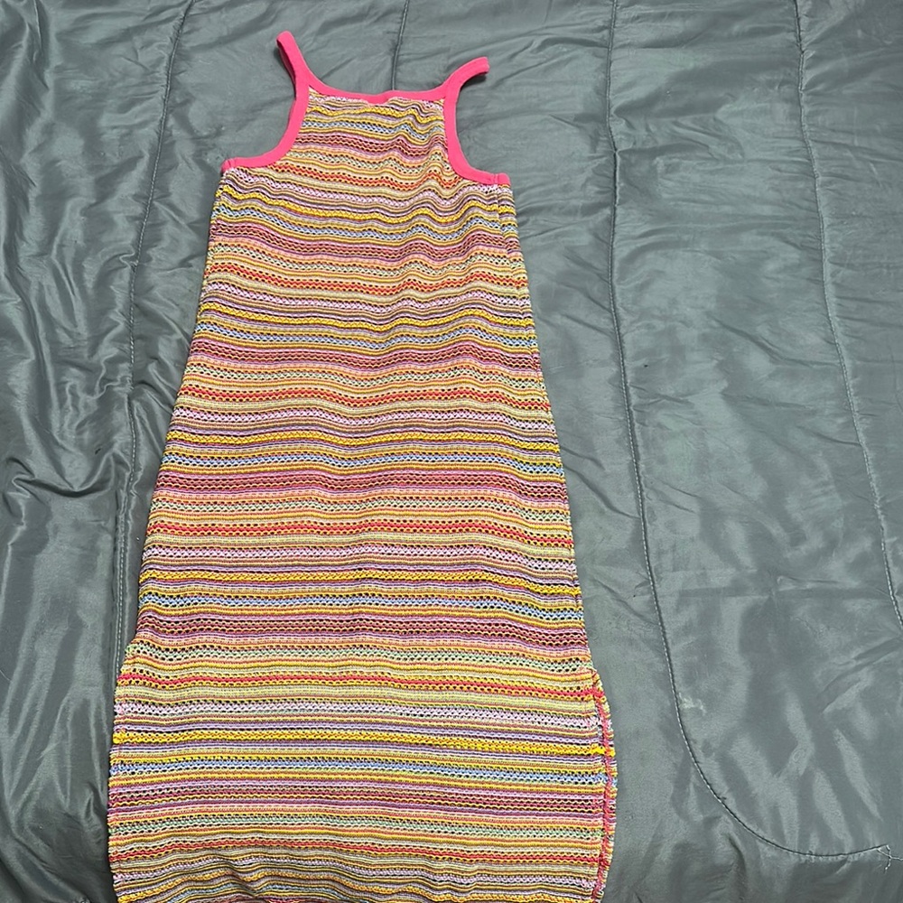 NOBO Colorful Striped Maxi Dress with Pink Accents